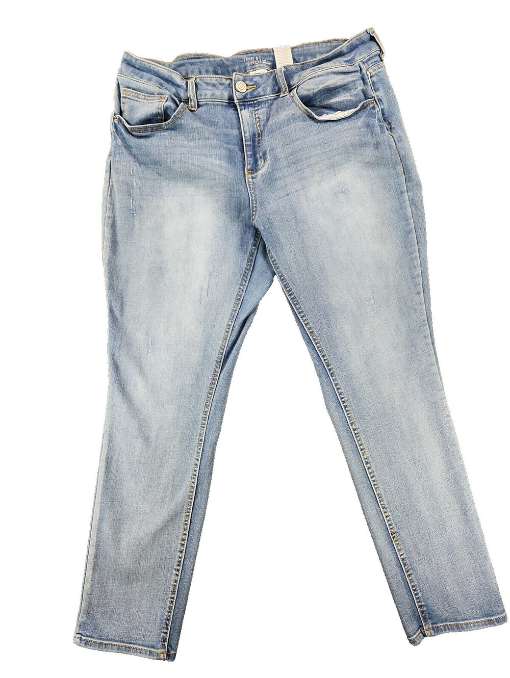 Time and Tru Womens 16 Skinny Light Wash Blue Jeans Mid-rise Stretch Summer 0230